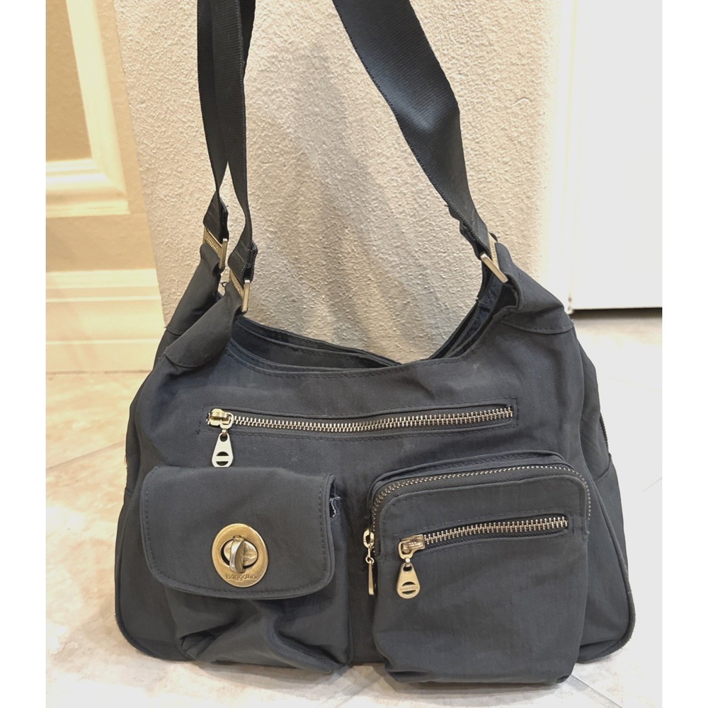 Baggallini‎ San Marino Satchel Purse Bag Grey Zip &Turn Lock Travel Functional
